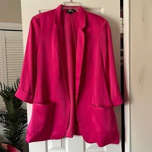 LIKE NEW- hot pink silky Express blazer with structured shoulders